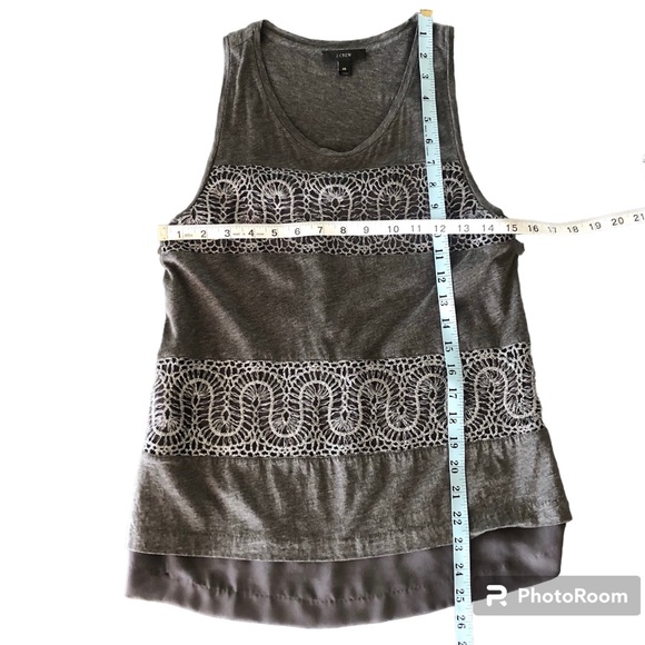 J CREW Gray Metallic Lace Panel Tank Top - Picture 12 of 12